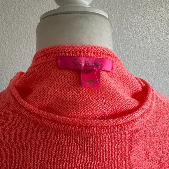 NWT Lilly Pulitzer “SUNNY” Danette Sweater – Papaya Punch Sunny Intarsia Size: L - Picture 8 of 10
